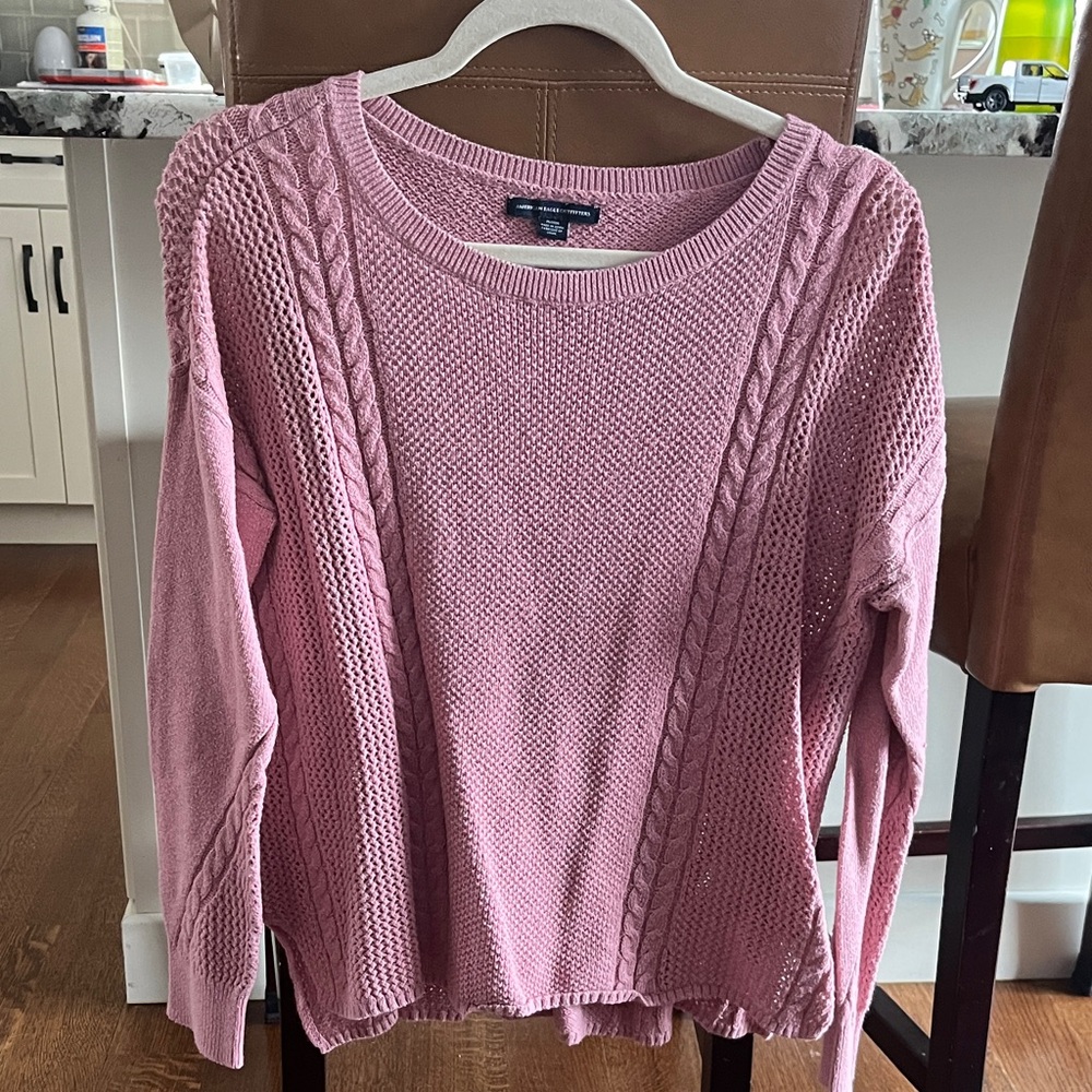 American Eagle Outfitters Pink Cable Knit Sweater